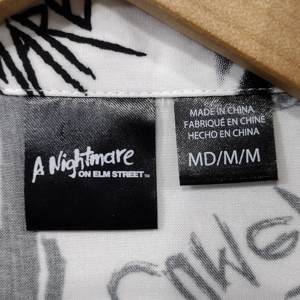 A Nightmare On Elm Street Graphic Horror Button Shirt Mens M White Halloween - Picture 8 of 8